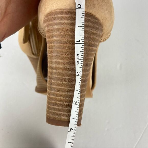 Vince Camuto Bevino Tan Heeled Booties Sandals Boho Leather Zippered Size 9 - Picture 9 of 11